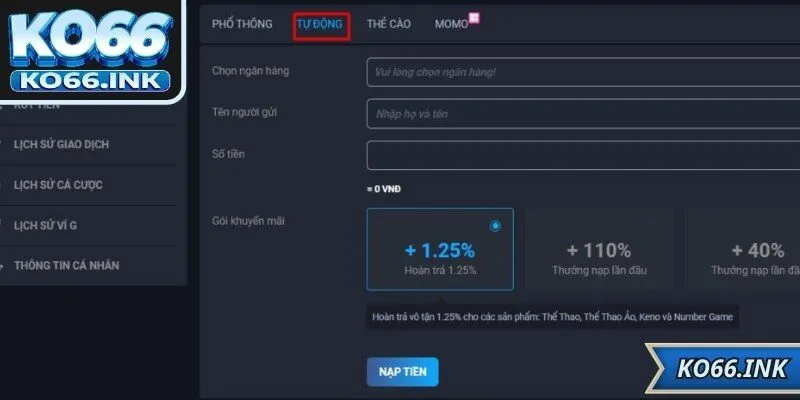 Các phương thức nạp tiền nhà cái phổ biến
